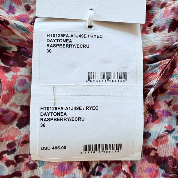 NWT Isabel Marant Étoile Daytonea Floral Long Sleeve Blouse in Raspberry & Ecru - Picture 10 of 16